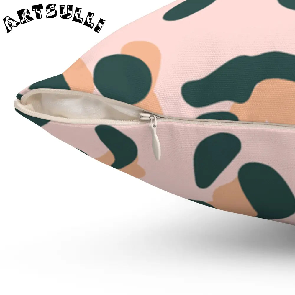 JAKKOUTTHEBXX Pink Green and Tan Abstract Leopard Pillow 2025