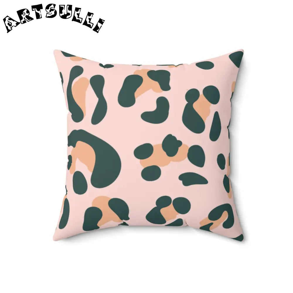 JAKKOUTTHEBXX Pink Green and Tan Abstract Leopard Pillow 2025