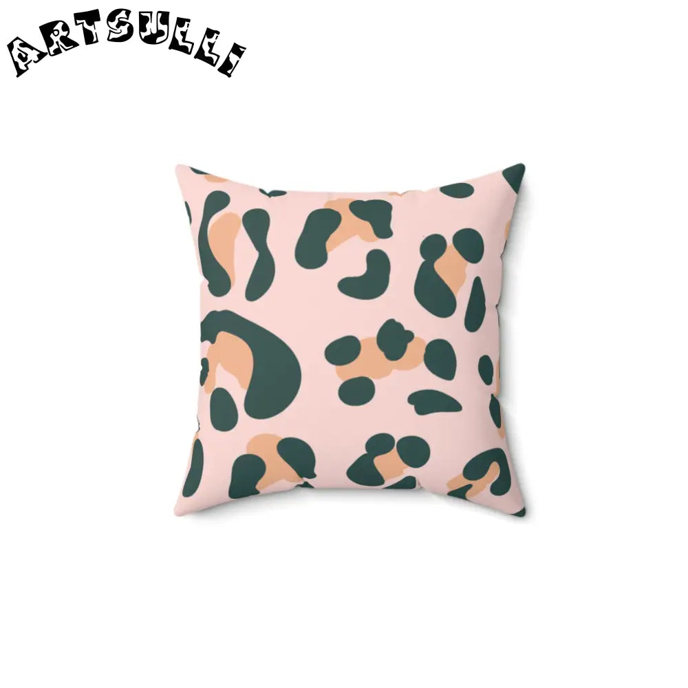JAKKOUTTHEBXX Pink Green and Tan Abstract Leopard Pillow 2025