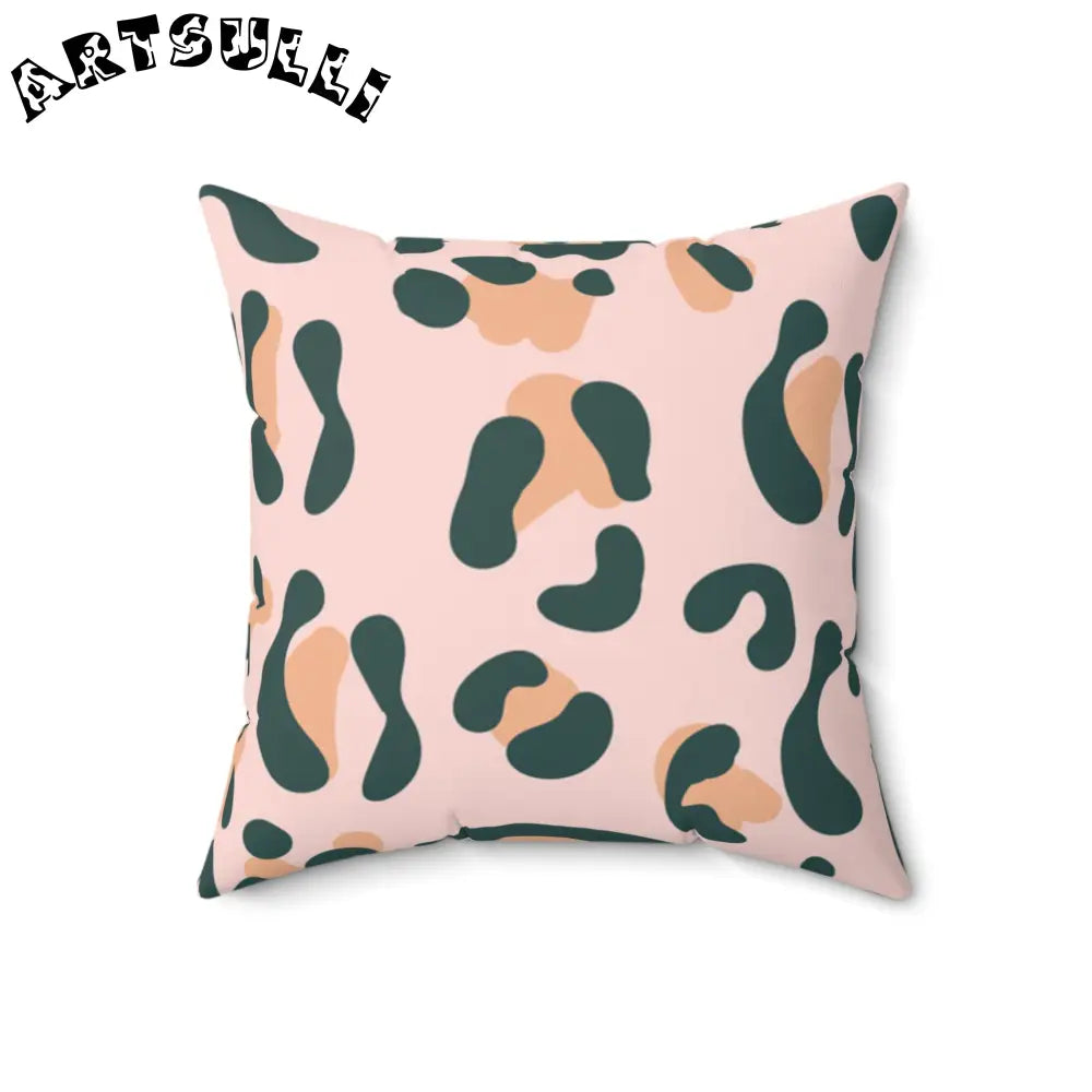 JAKKOUTTHEBXX Pink Green and Tan Abstract Leopard Pillow 2025