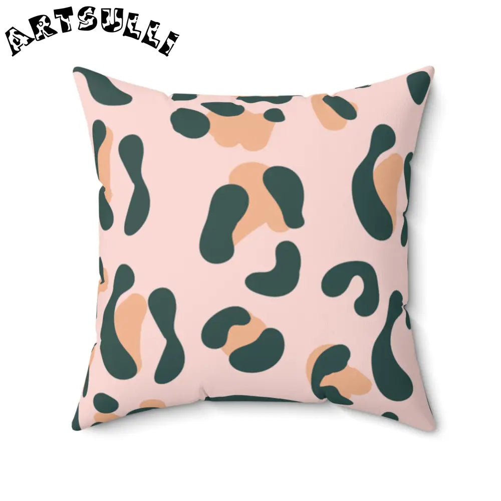 JAKKOUTTHEBXX Pink Green and Tan Abstract Leopard Pillow 2025