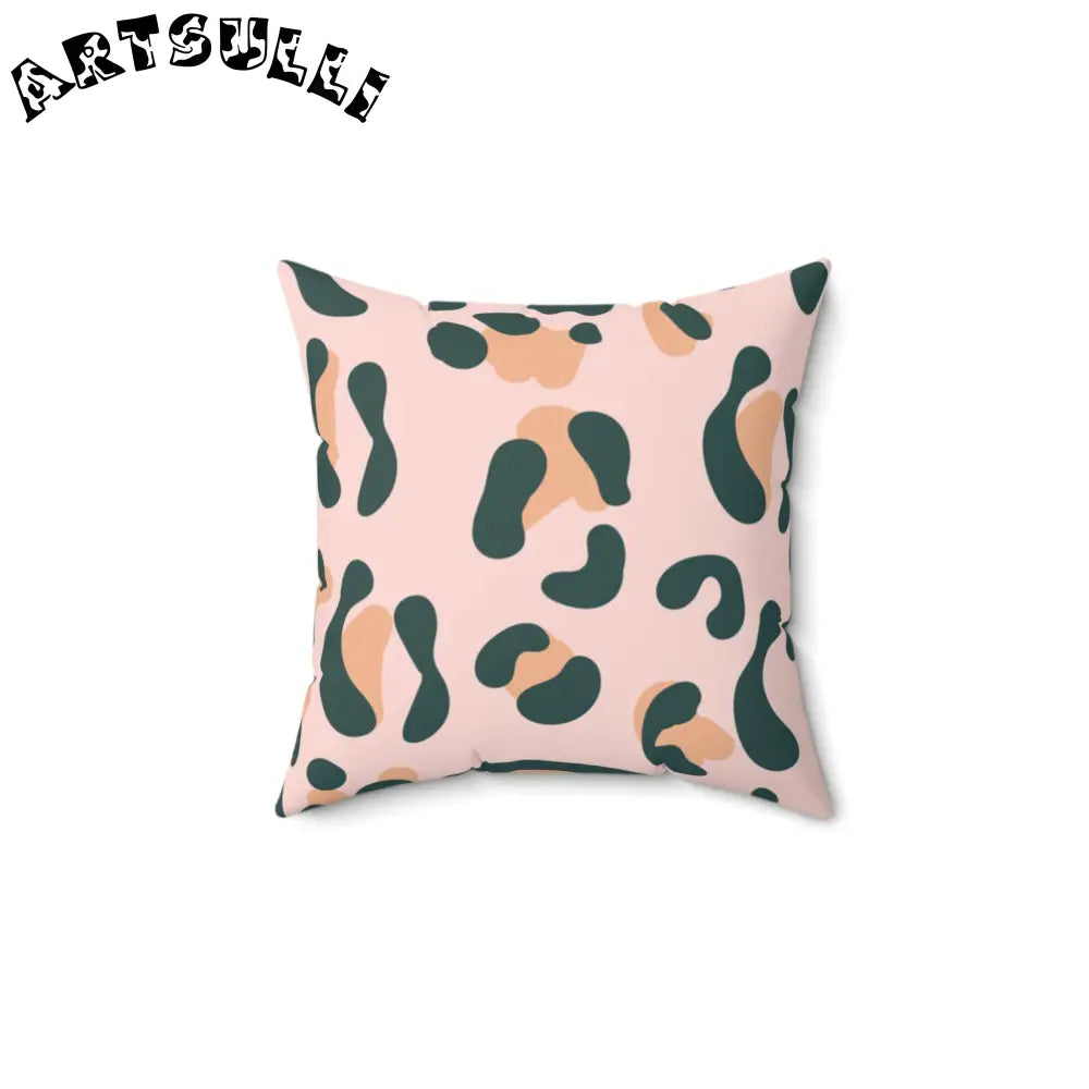 JAKKOUTTHEBXX Pink Green and Tan Abstract Leopard Pillow 2025