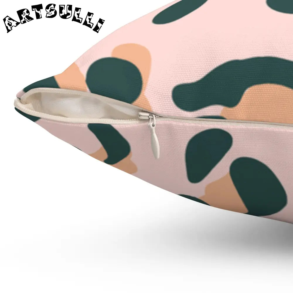 JAKKOUTTHEBXX Pink Green and Tan Abstract Leopard Pillow 2025