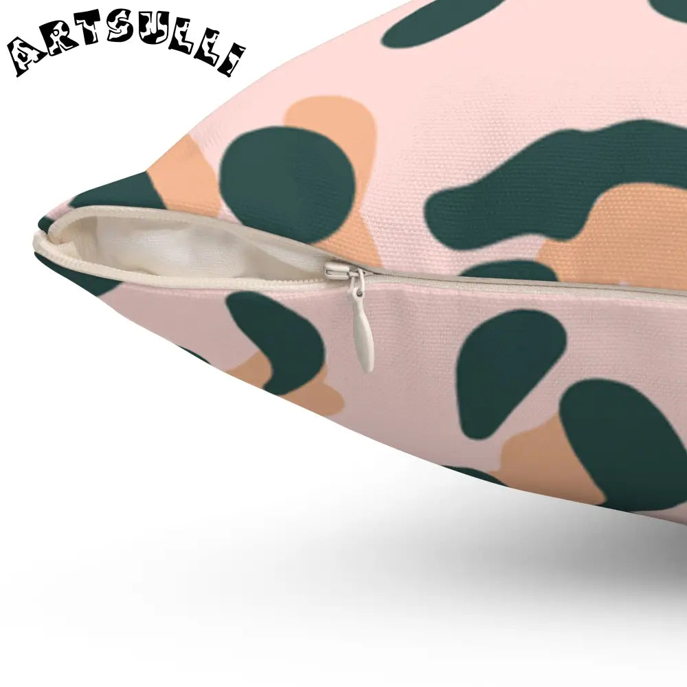 JAKKOUTTHEBXX Pink Green and Tan Abstract Leopard Pillow 2025