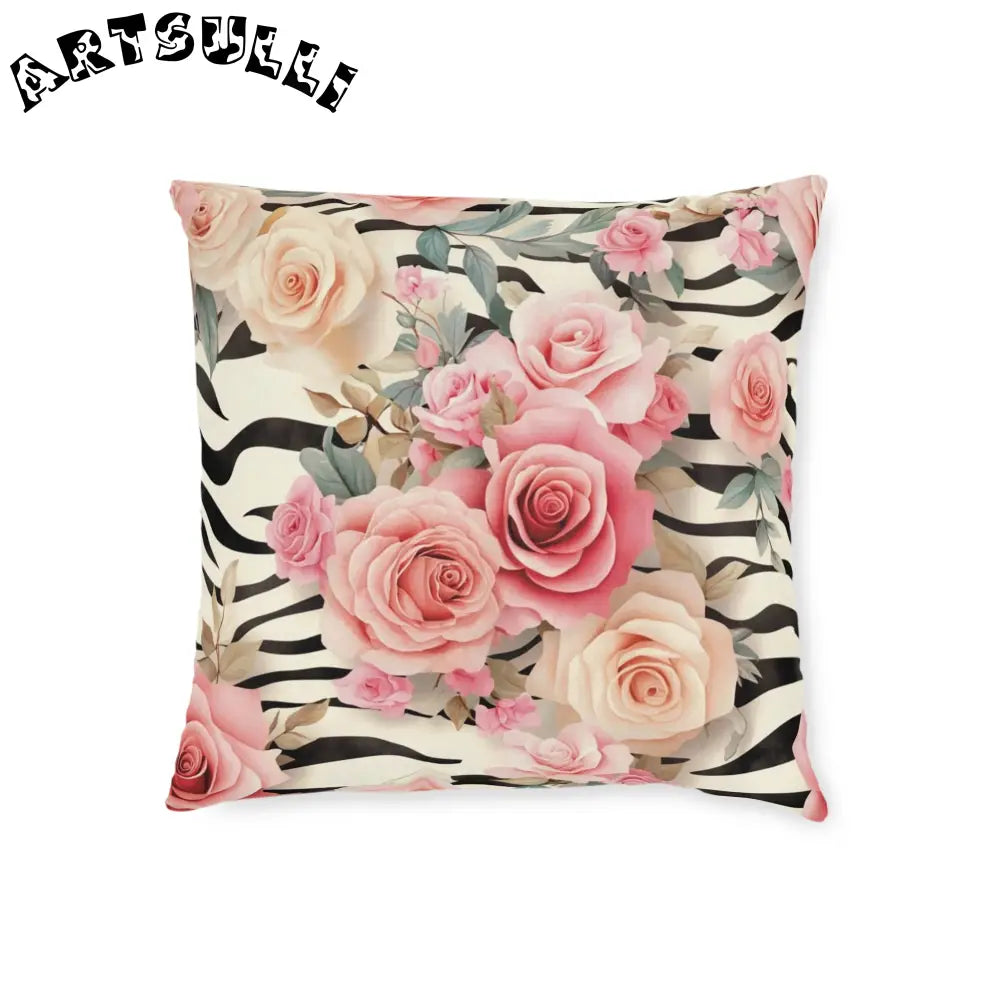 JAKKOUTTHEBXX Pink Zebra Floral Throw Pillow 2025