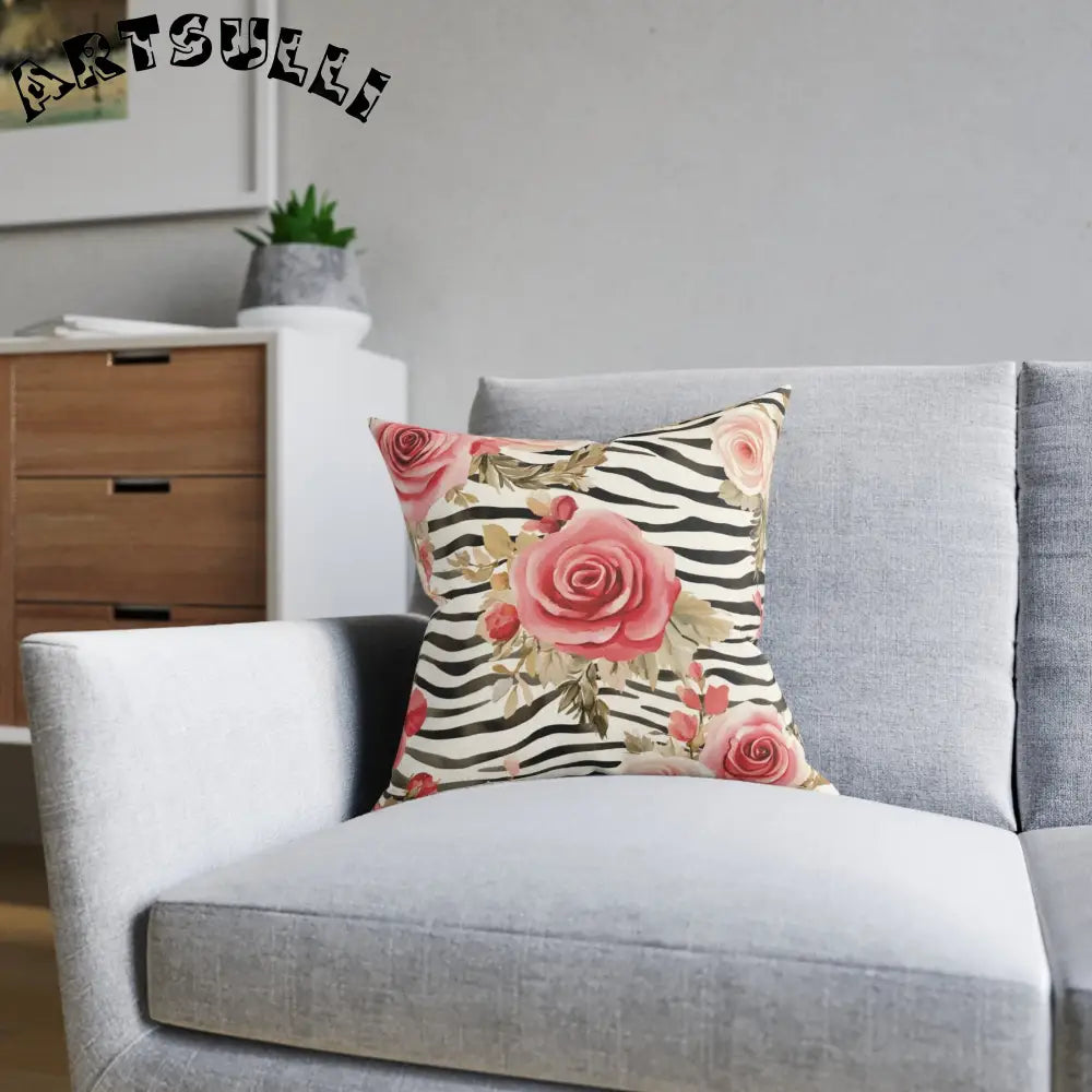 JAKKOUTTHEBXX Pink Floral and Zebra Print Pillow 2025
