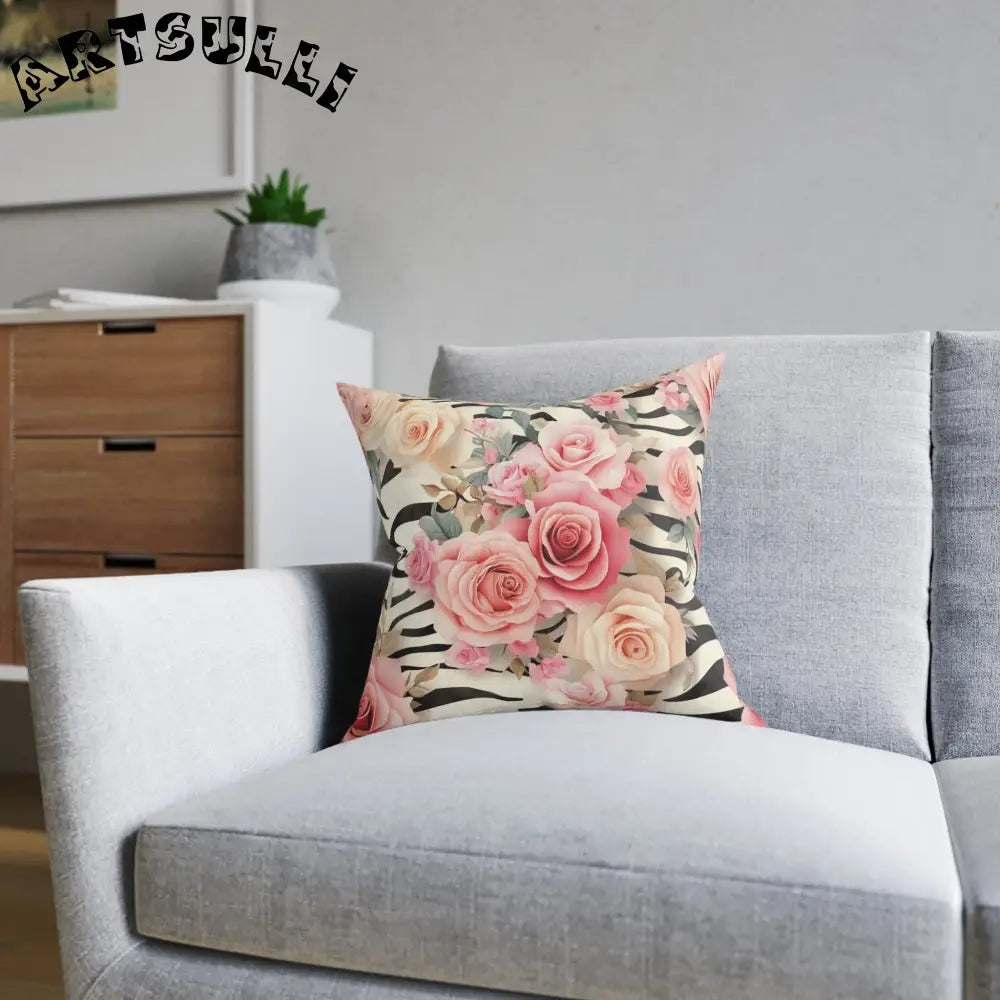 JAKKOUTTHEBXX Pink Zebra Floral Throw Pillow 2025