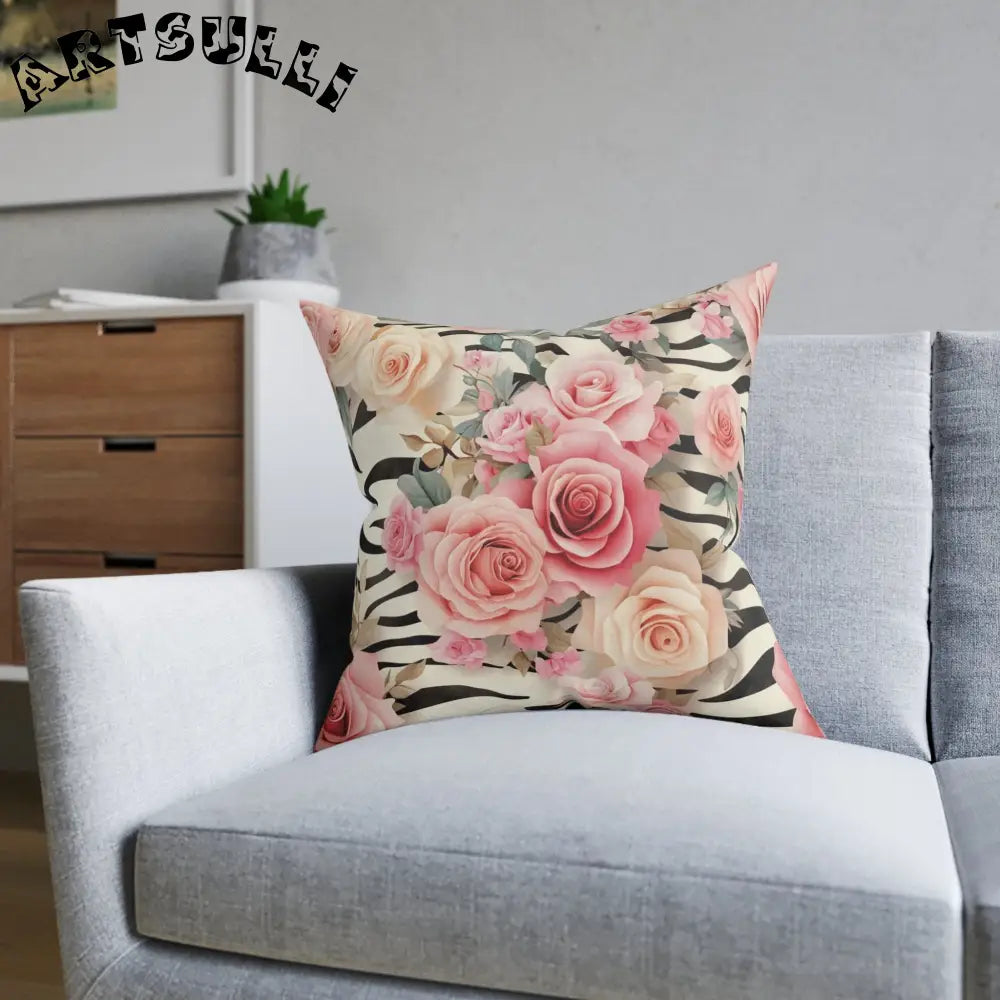 JAKKOUTTHEBXX Pink Zebra Floral Throw Pillow 2025