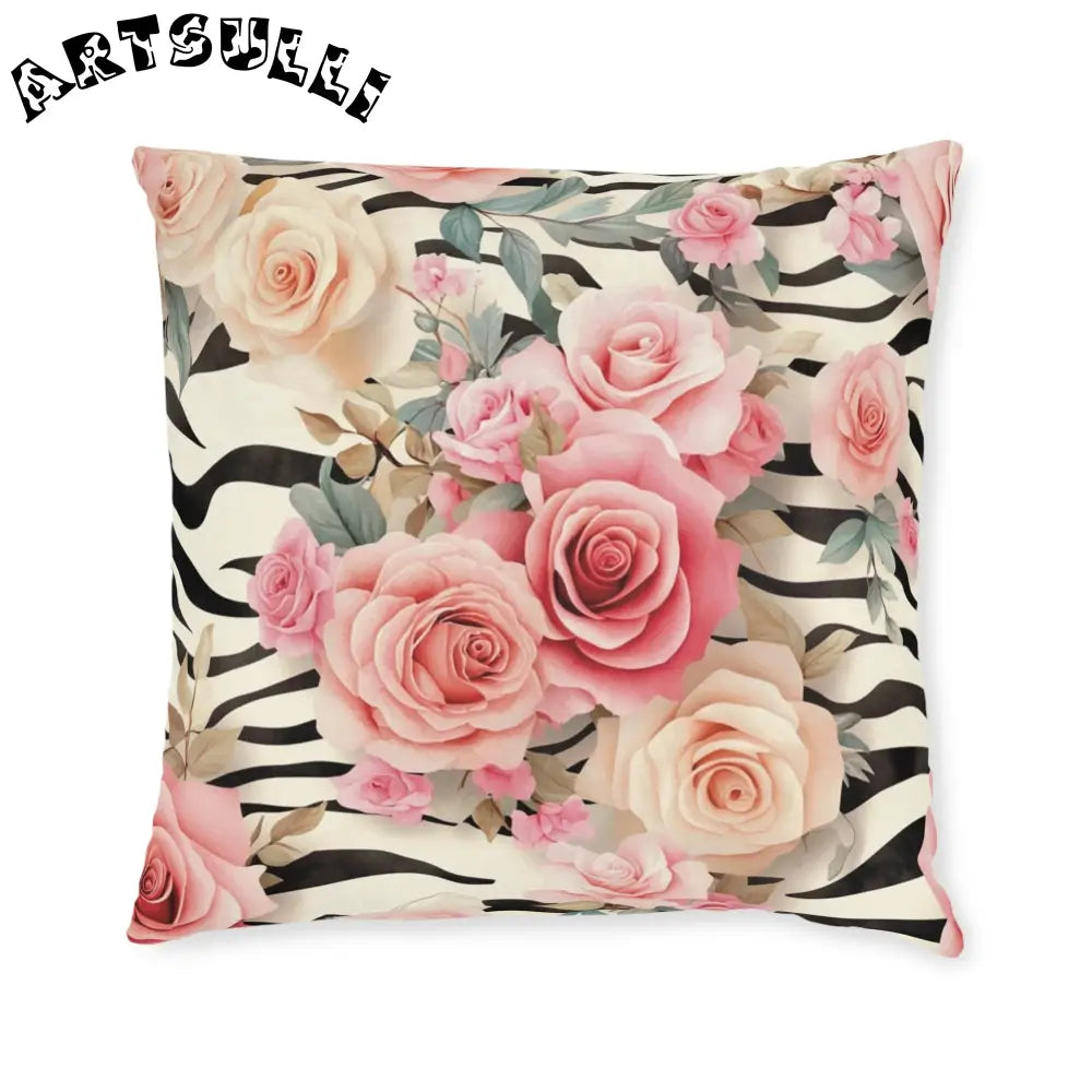 JAKKOUTTHEBXX Pink Zebra Floral Throw Pillow 2025