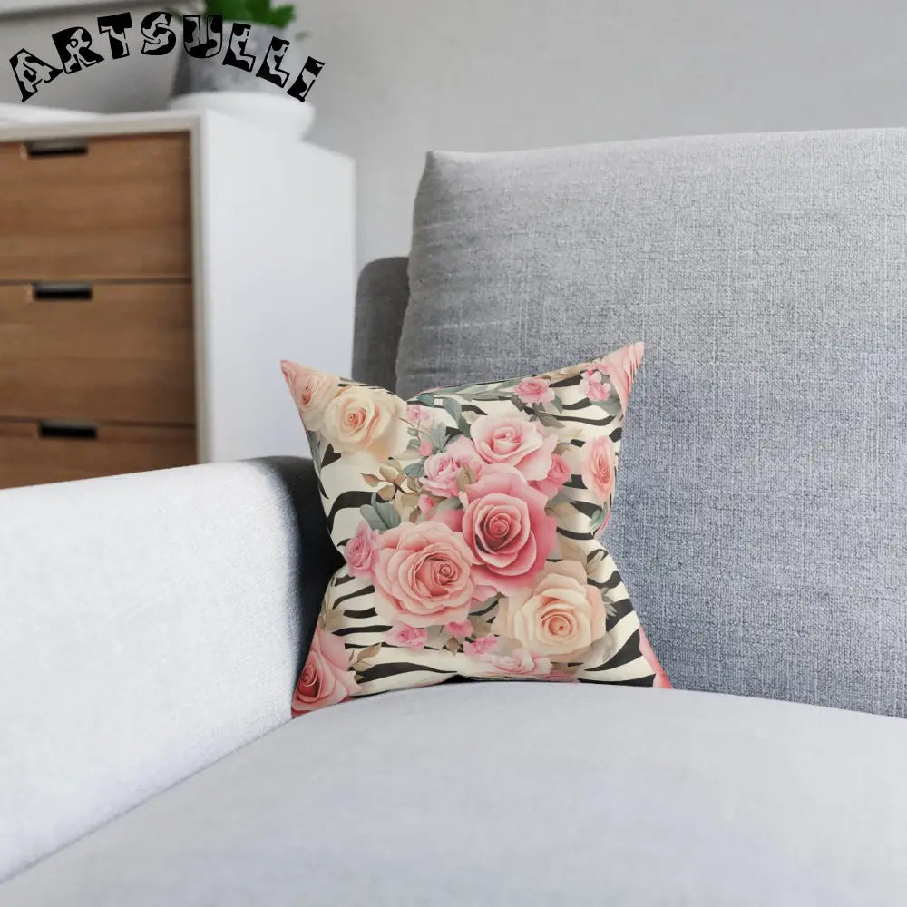 JAKKOUTTHEBXX Pink Zebra Floral Throw Pillow 2025