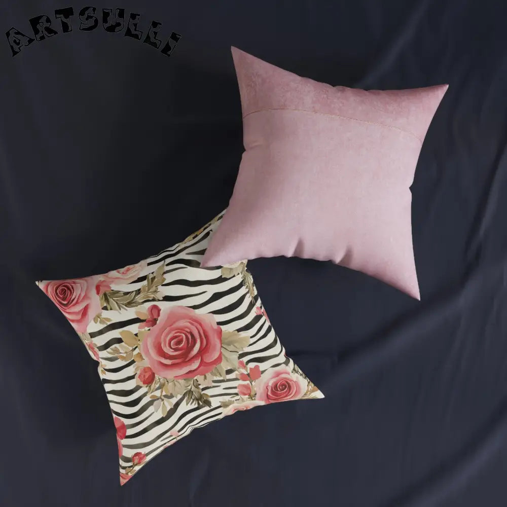JAKKOUTTHEBXX Pink Floral and Zebra Stripe Throw Pillow 2025