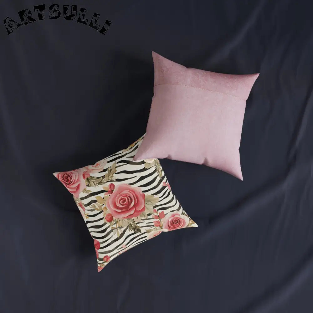 JAKKOUTTHEBXX Pink Floral and Zebra Stripe Throw Pillow 2025