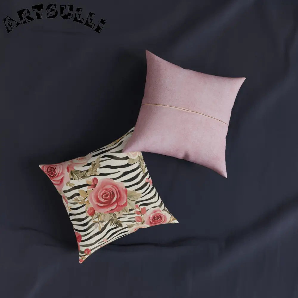 JAKKOUTTHEBXX Pink Floral and Zebra Stripe Throw Pillow 2025