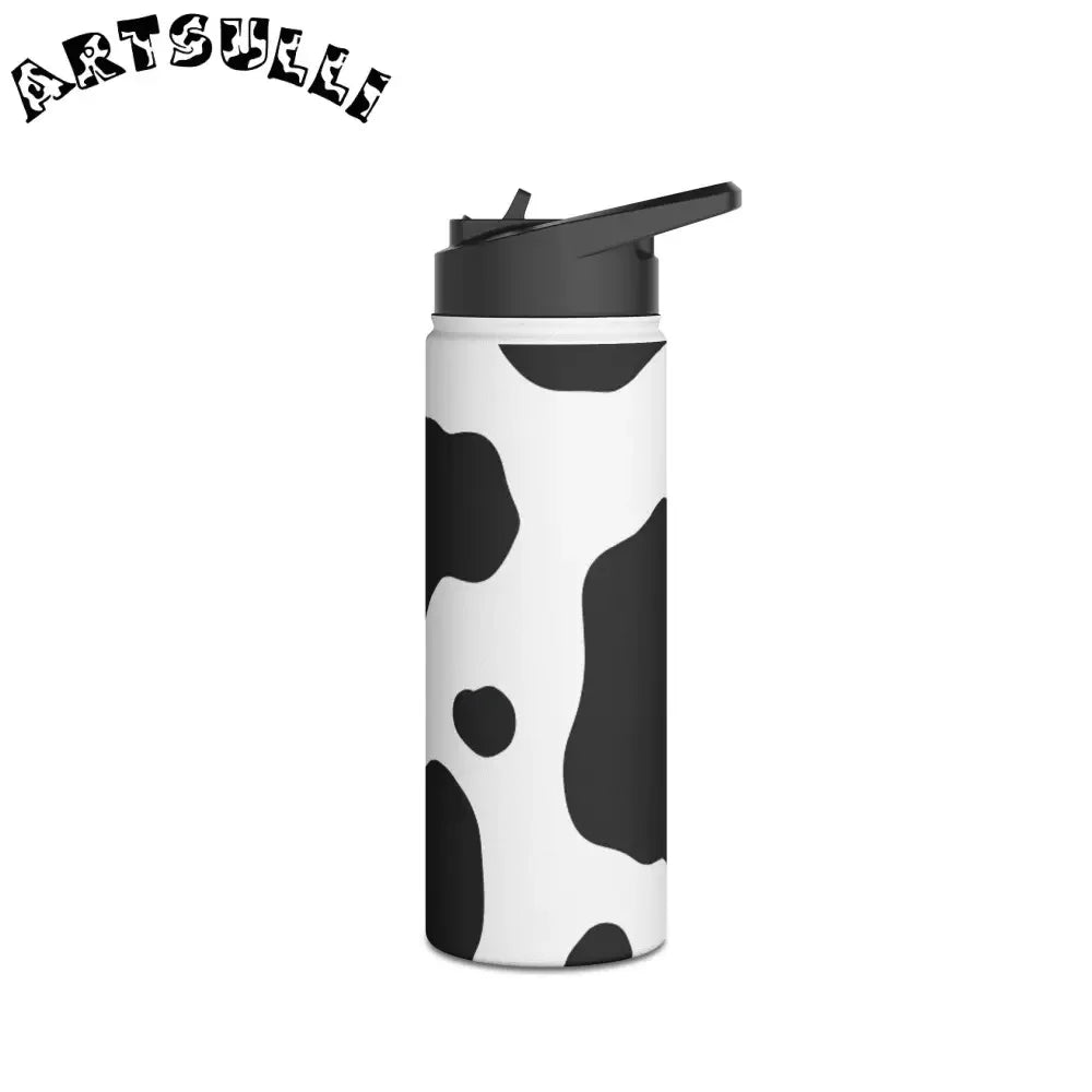 Stainless Steel Cow Print Water Bottle with Flip Top Lid, Artsulli - Art is Long, Life is Short, Mug, , , , , , , 