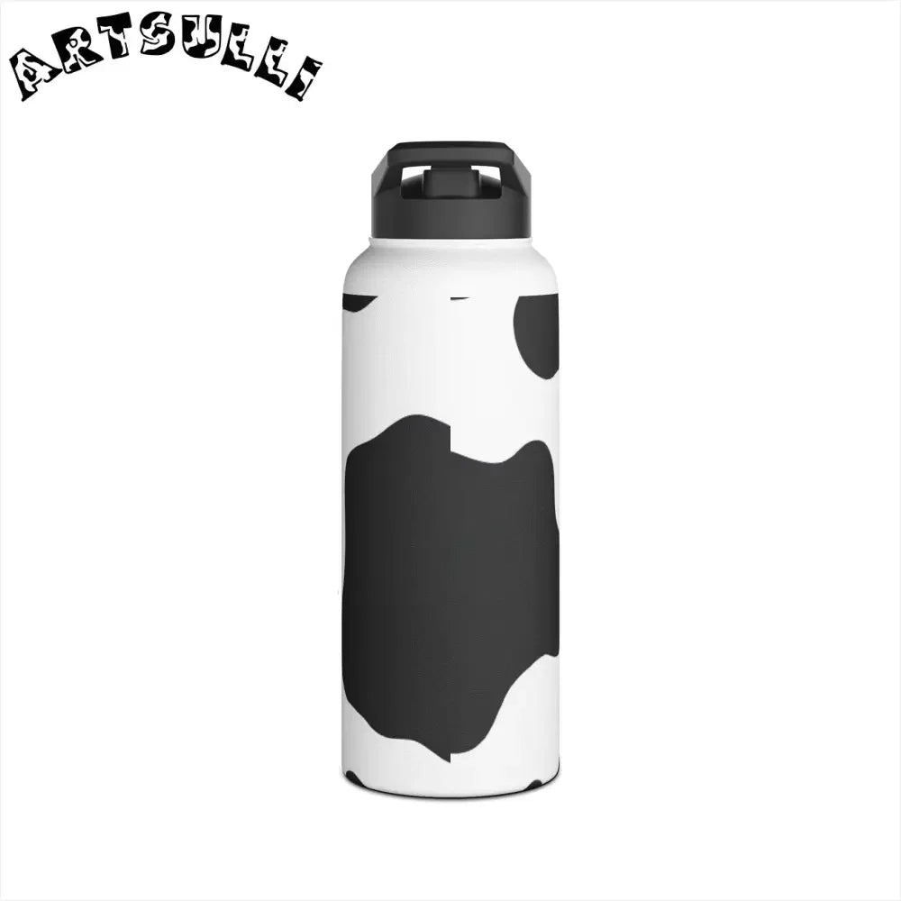 Stainless Steel Cow Print Water Bottle with Flip Top Lid, Artsulli - Art is Long, Life is Short, Mug, , , , , , , 
