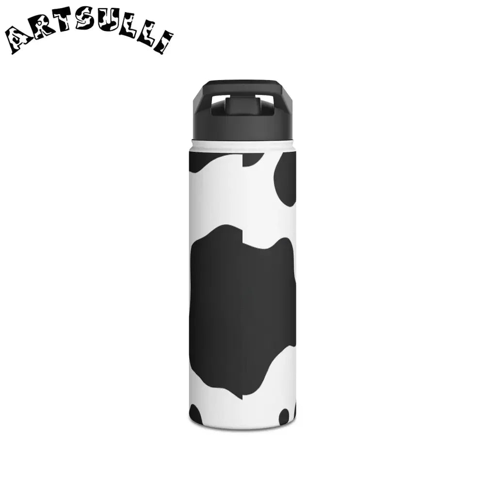 Stainless Steel Cow Print Water Bottle with Flip Top Lid, Artsulli - Art is Long, Life is Short, Mug, , , , , , , 