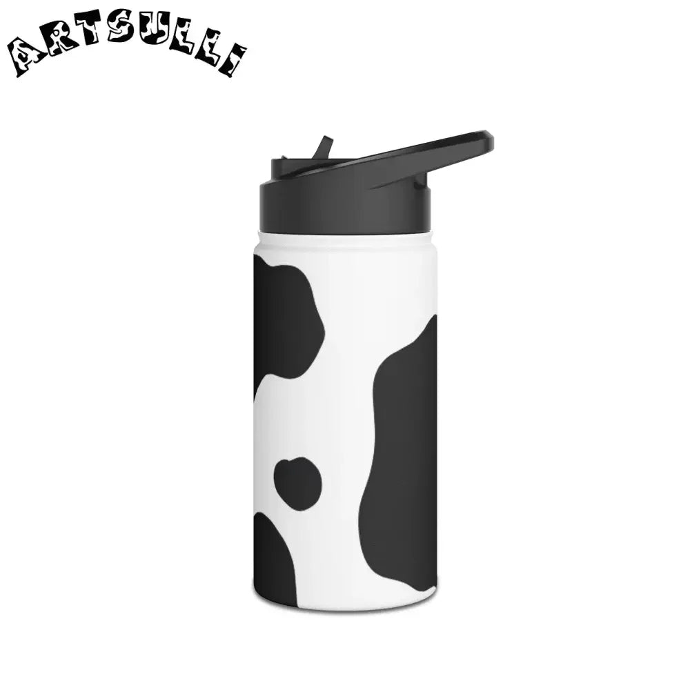 Stainless Steel Cow Print Water Bottle with Flip Top Lid, Artsulli - Art is Long, Life is Short, Mug, , , , , , , 