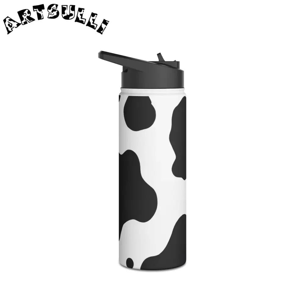 Stainless Steel Cow Print Water Bottle with Flip Top Lid, Artsulli - Art is Long, Life is Short, Mug, , , , , , , 