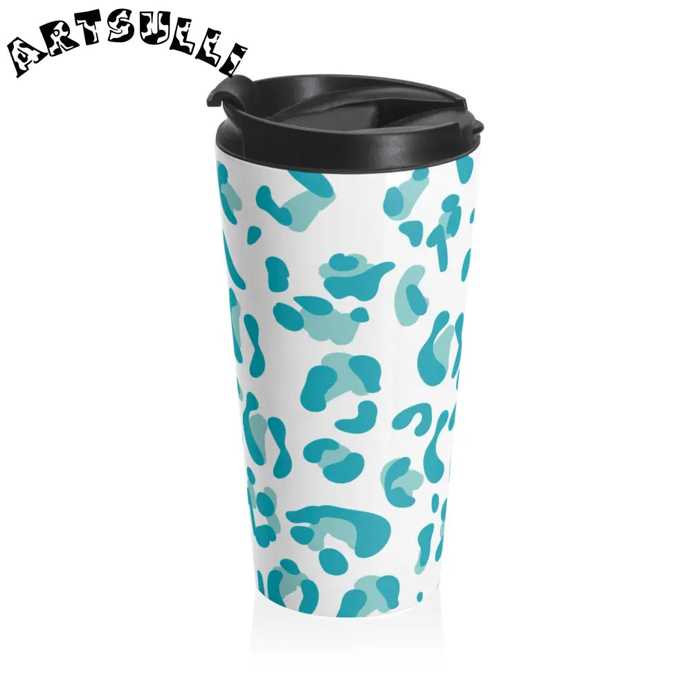 JAKKOUTTHEBXX Teal Leopard Print Stainless Steel Travel Mug 2025