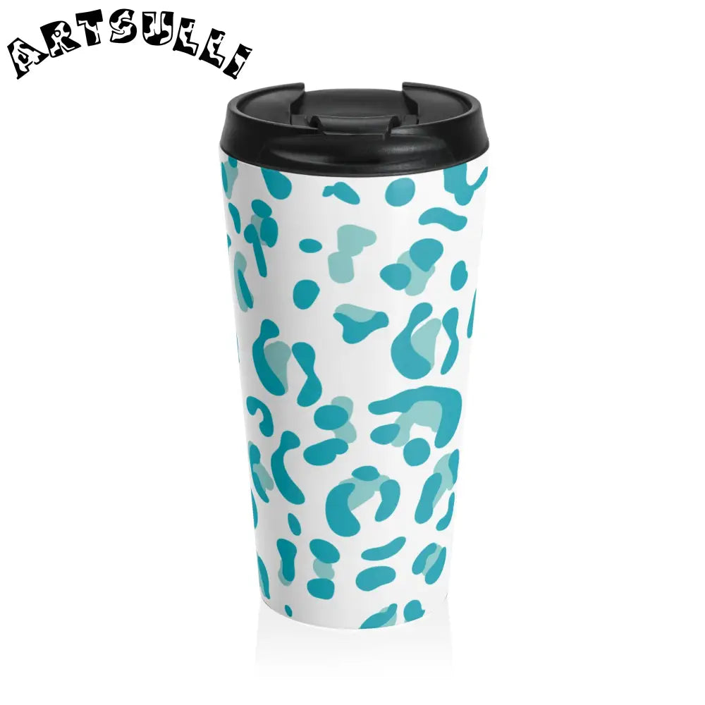 JAKKOUTTHEBXX Teal Leopard Print Stainless Steel Travel Mug 2025