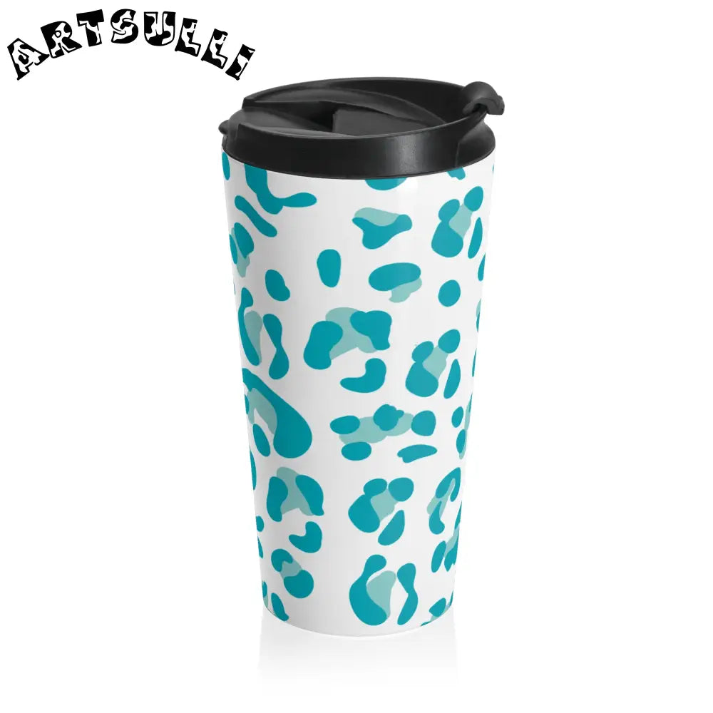 JAKKOUTTHEBXX Teal Leopard Print Stainless Steel Travel Mug 2025