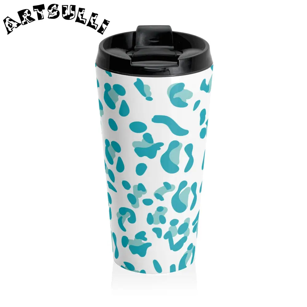 JAKKOUTTHEBXX Teal Leopard Print Stainless Steel Travel Mug 2025
