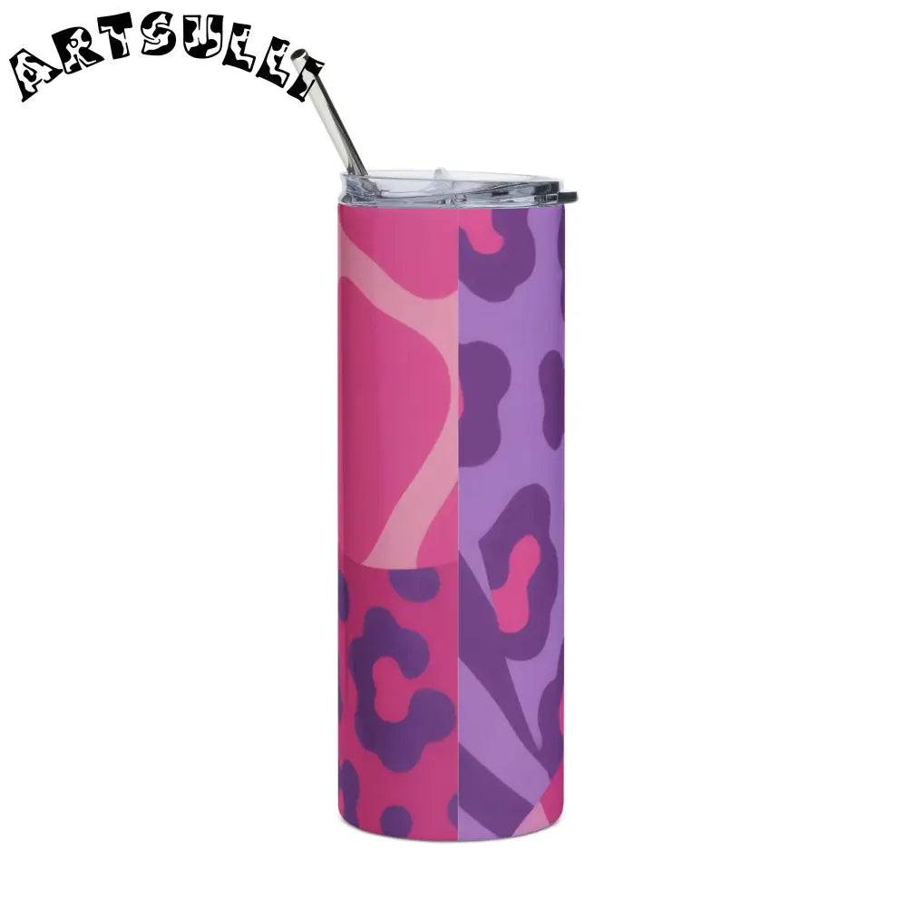 JAKKOUTTHEBXX Purple and Pink Leopard Print Stainless Steel Tumbler 2025