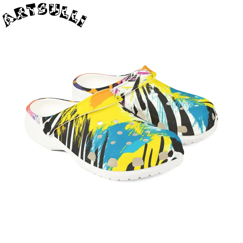 Stripes x Leopard EVA Foam Clogs, Artsulli - Art is Long, Life is Short, Shoes, , , , , , , 