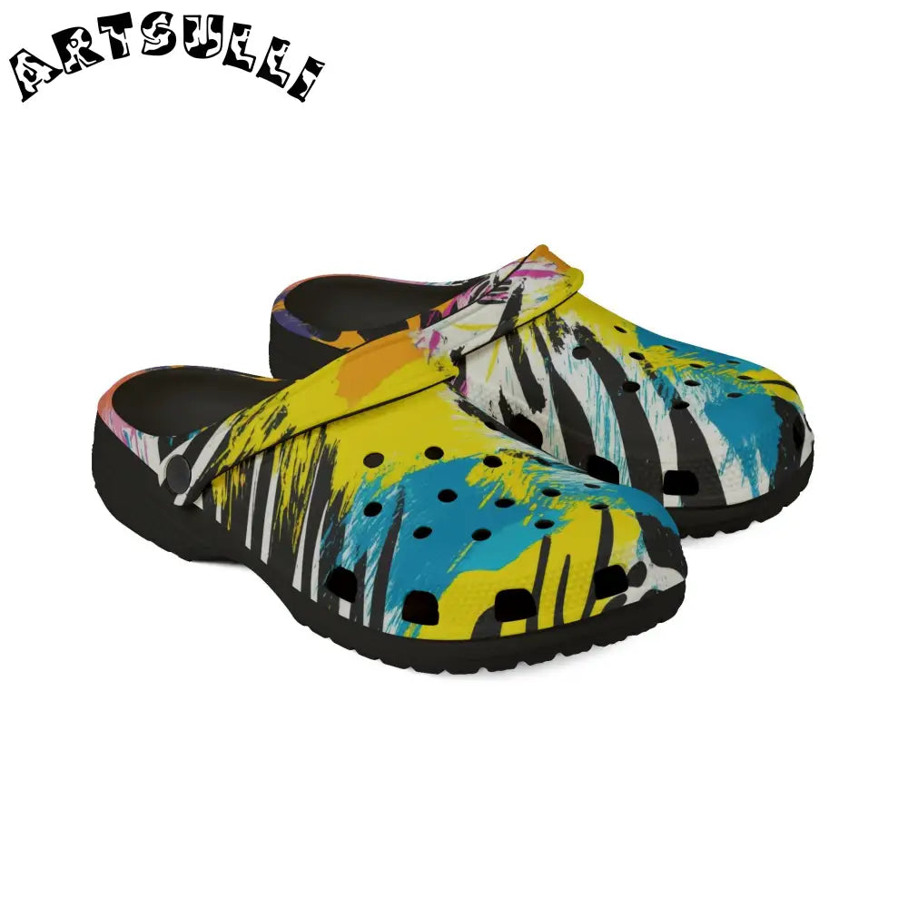 Stripes x Leopard EVA Foam Clogs, Artsulli - Art is Long, Life is Short, Shoes, , , , , , , 