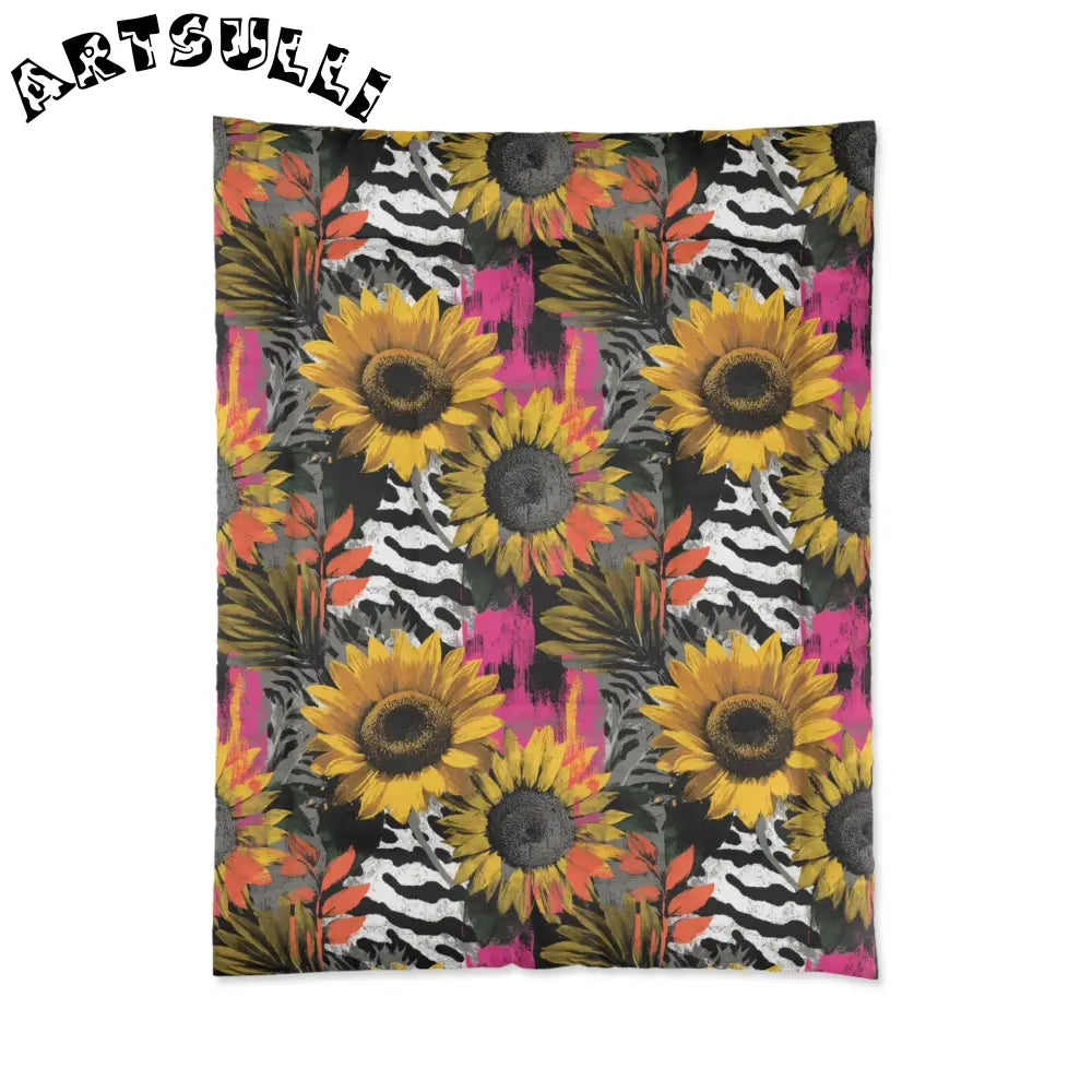 Stripes x Sunflowers Warm Blanket, Artsulli - Art is Long, Life is Short, Home Decor, Size, 68" × 88", , , , , 26875469993867611708
