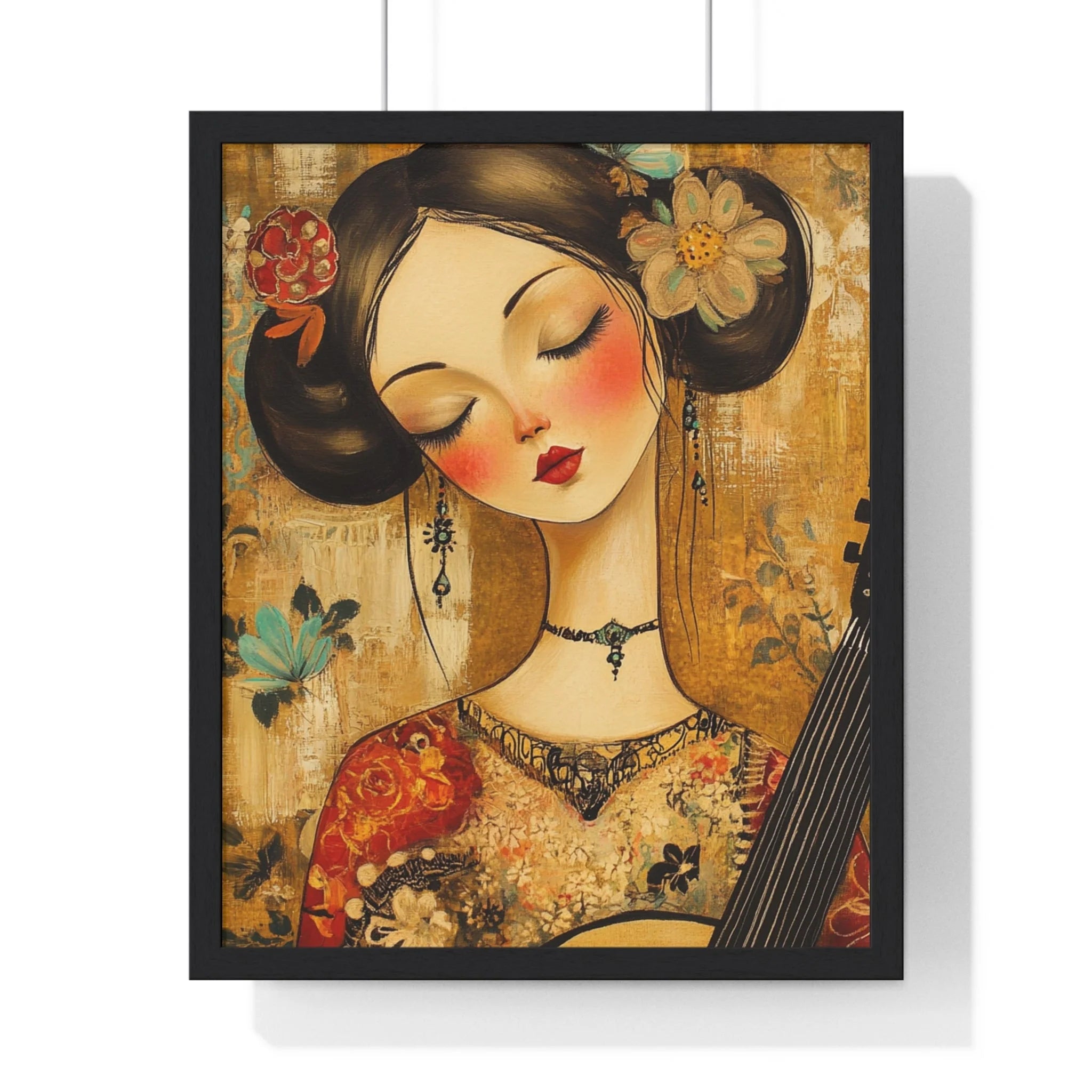 Buy The Best gold black framed artwork woman By Artsulli x Color Printify - Stylized Woman Musician Wood-Framed Poster - 2025