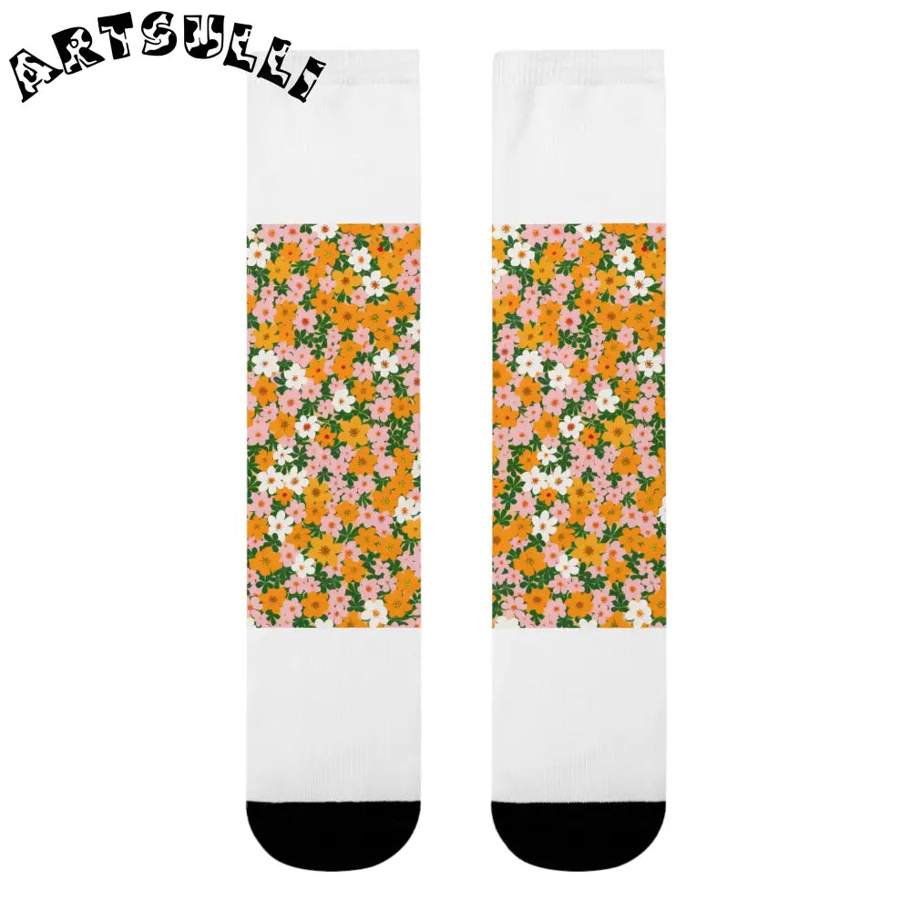 JAKKOUTTHEBXX Colorful Floral Sublimation Crew Socks 2025