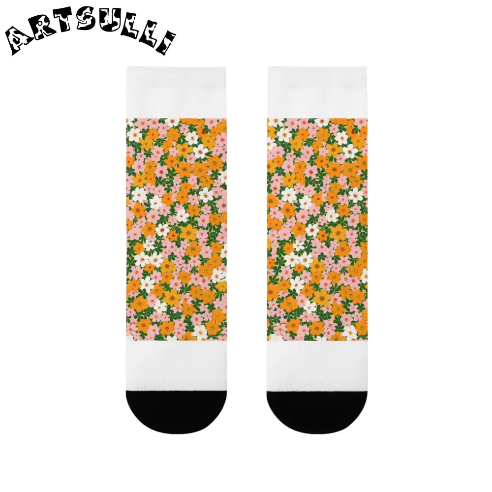 JAKKOUTTHEBXX Colorful Floral Sublimation Crew Socks 2025