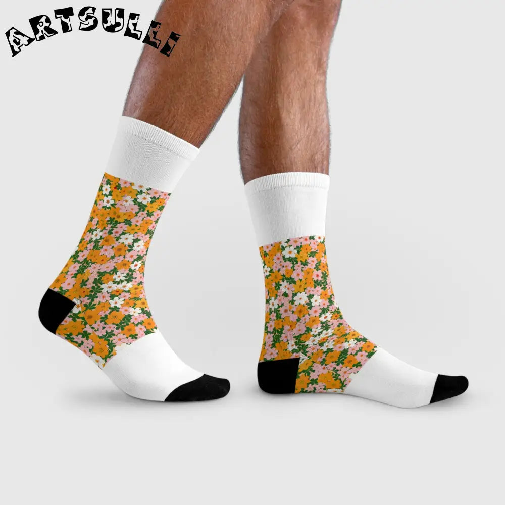 JAKKOUTTHEBXX Colorful Floral Sublimation Crew Socks 2025