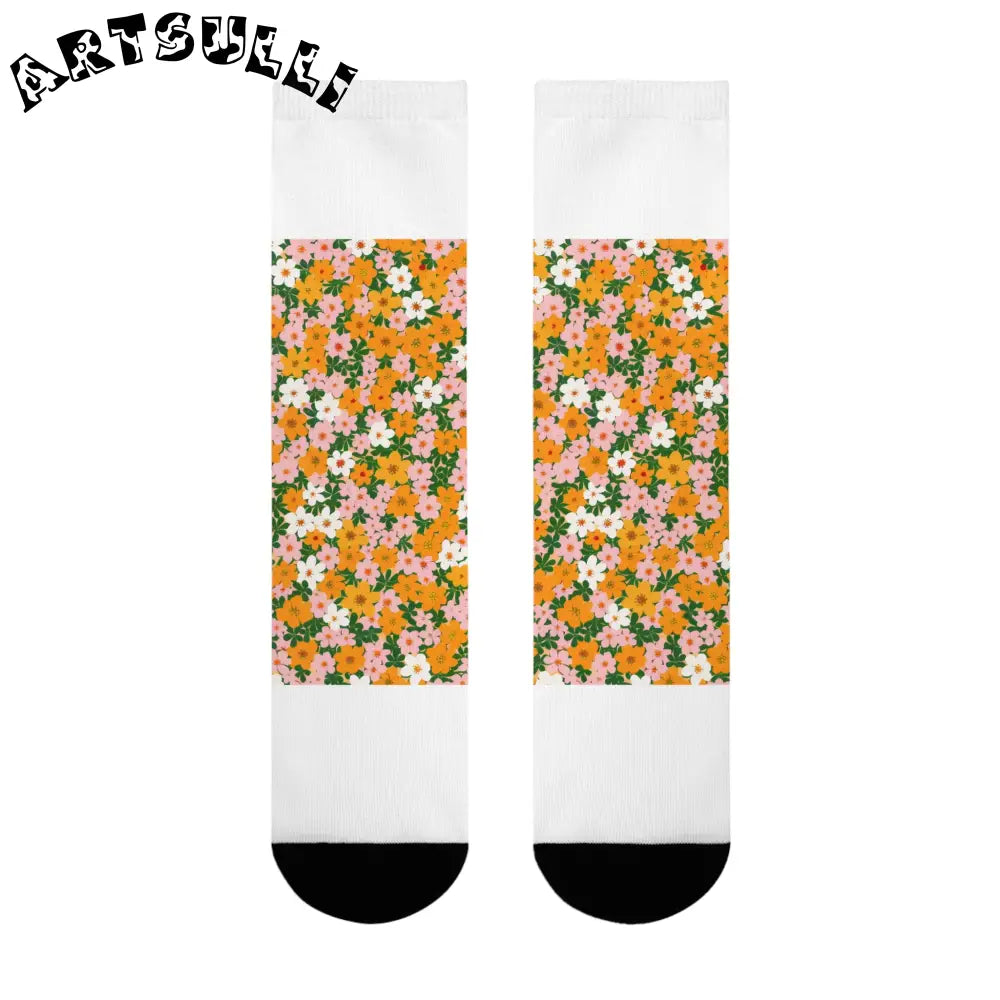JAKKOUTTHEBXX Colorful Floral Sublimation Crew Socks 2025