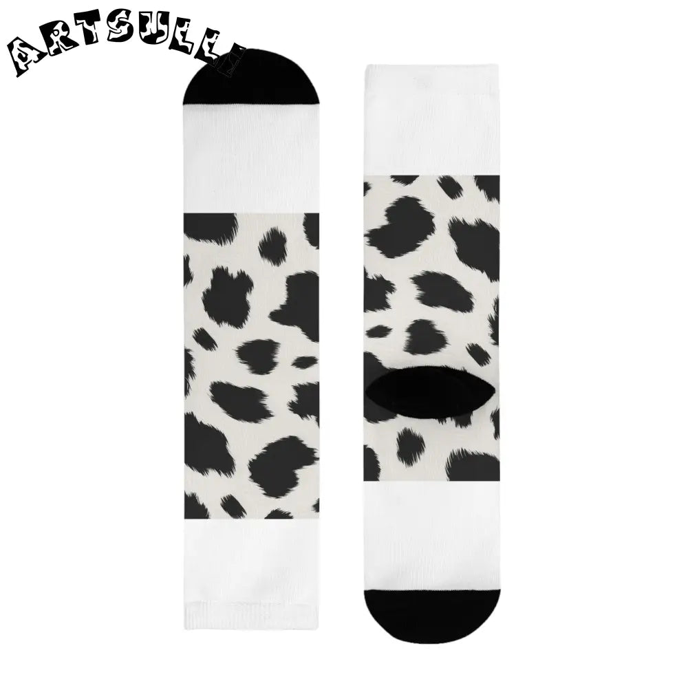 JAKKOUTTHEBXX Cow Print Sublimation Crew Socks 2025