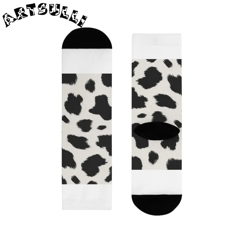 JAKKOUTTHEBXX Cow Print Sublimation Crew Socks 2025
