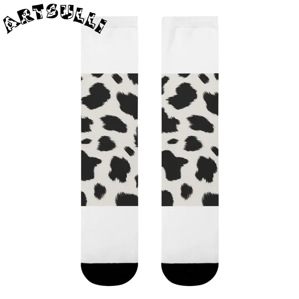 JAKKOUTTHEBXX Cow Print Sublimation Crew Socks 2025