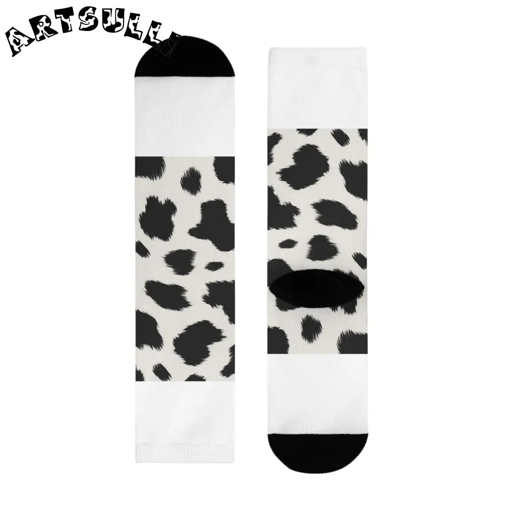 JAKKOUTTHEBXX Cow Print Sublimation Crew Socks 2025