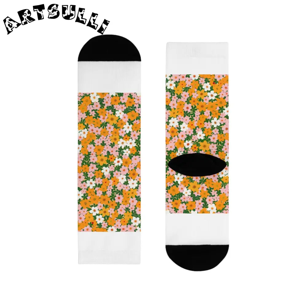 JAKKOUTTHEBXX Colorful Floral Sublimation Crew Socks 2025
