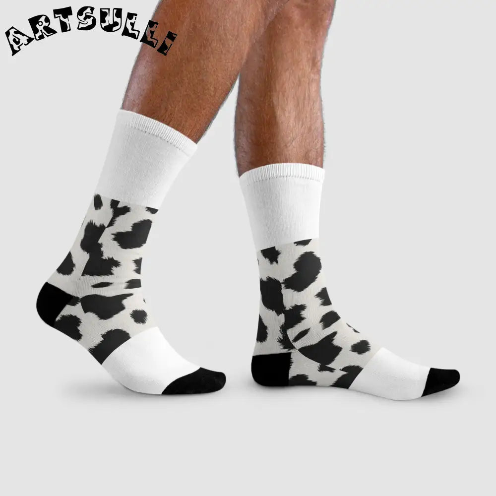 JAKKOUTTHEBXX Cow Print Sublimation Crew Socks 2025