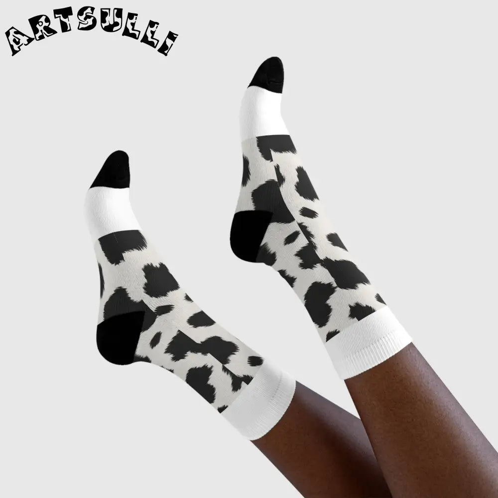 JAKKOUTTHEBXX Cow Print Sublimation Crew Socks 2025
