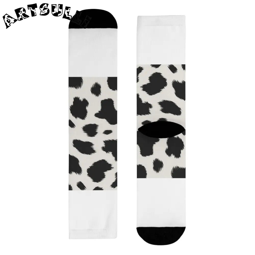 JAKKOUTTHEBXX Cow Print Sublimation Crew Socks 2025