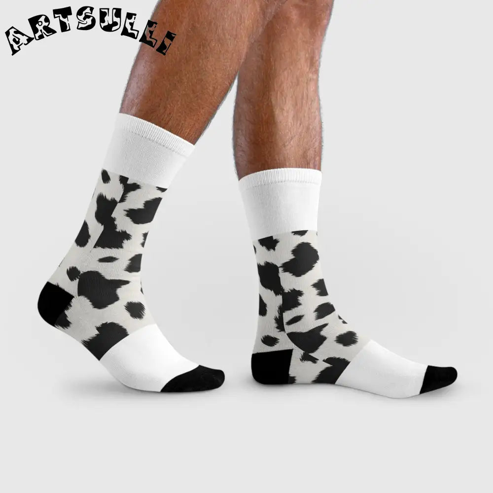 JAKKOUTTHEBXX Cow Print Sublimation Crew Socks 2025