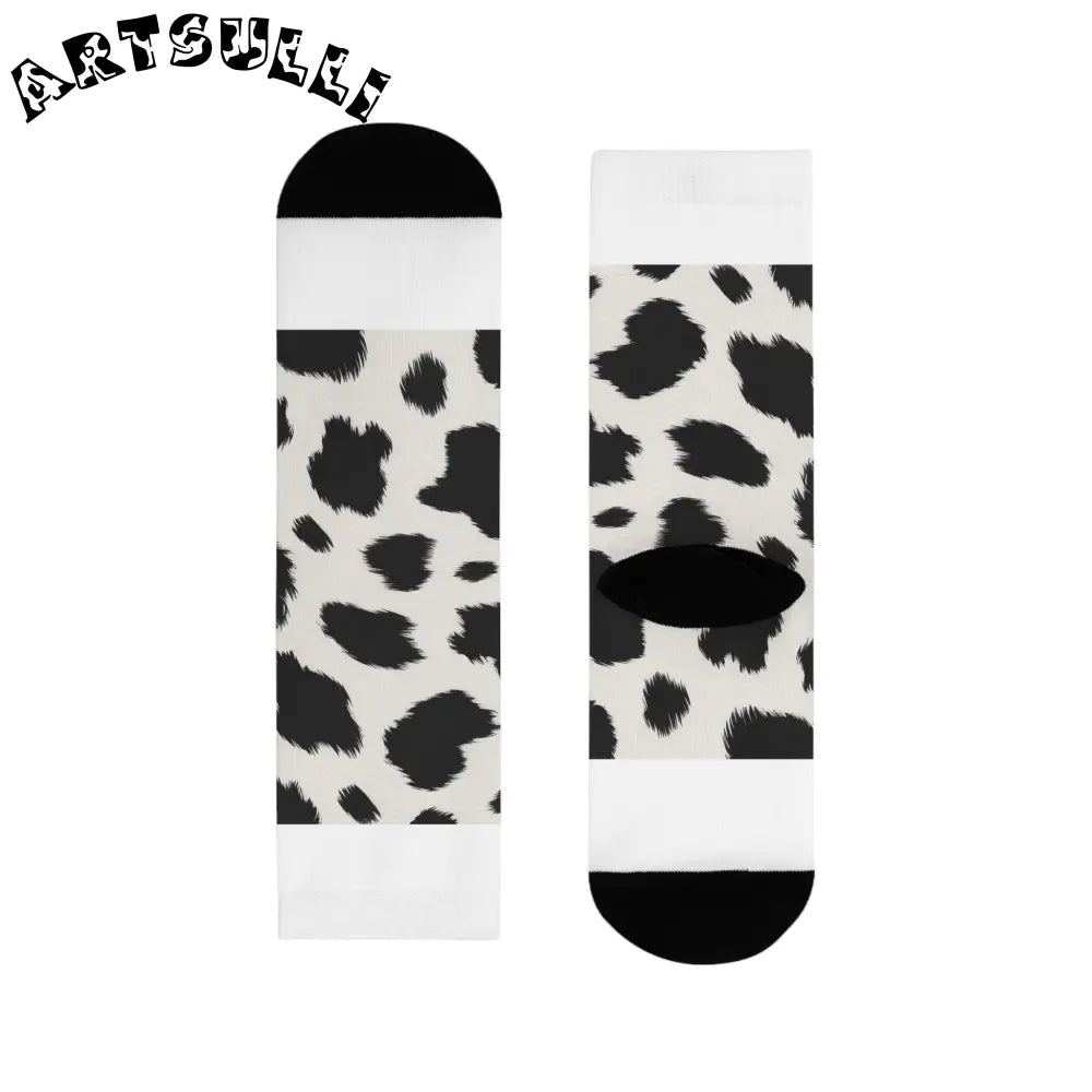 JAKKOUTTHEBXX Cow Print Sublimation Crew Socks 2025