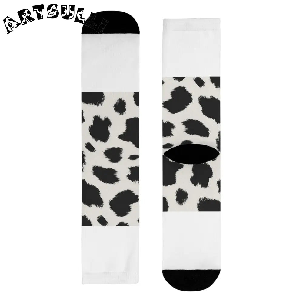 JAKKOUTTHEBXX Cow Print Sublimation Crew Socks 2025