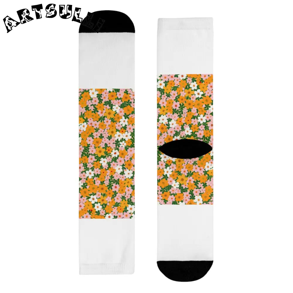 JAKKOUTTHEBXX Colorful Floral Sublimation Crew Socks 2025