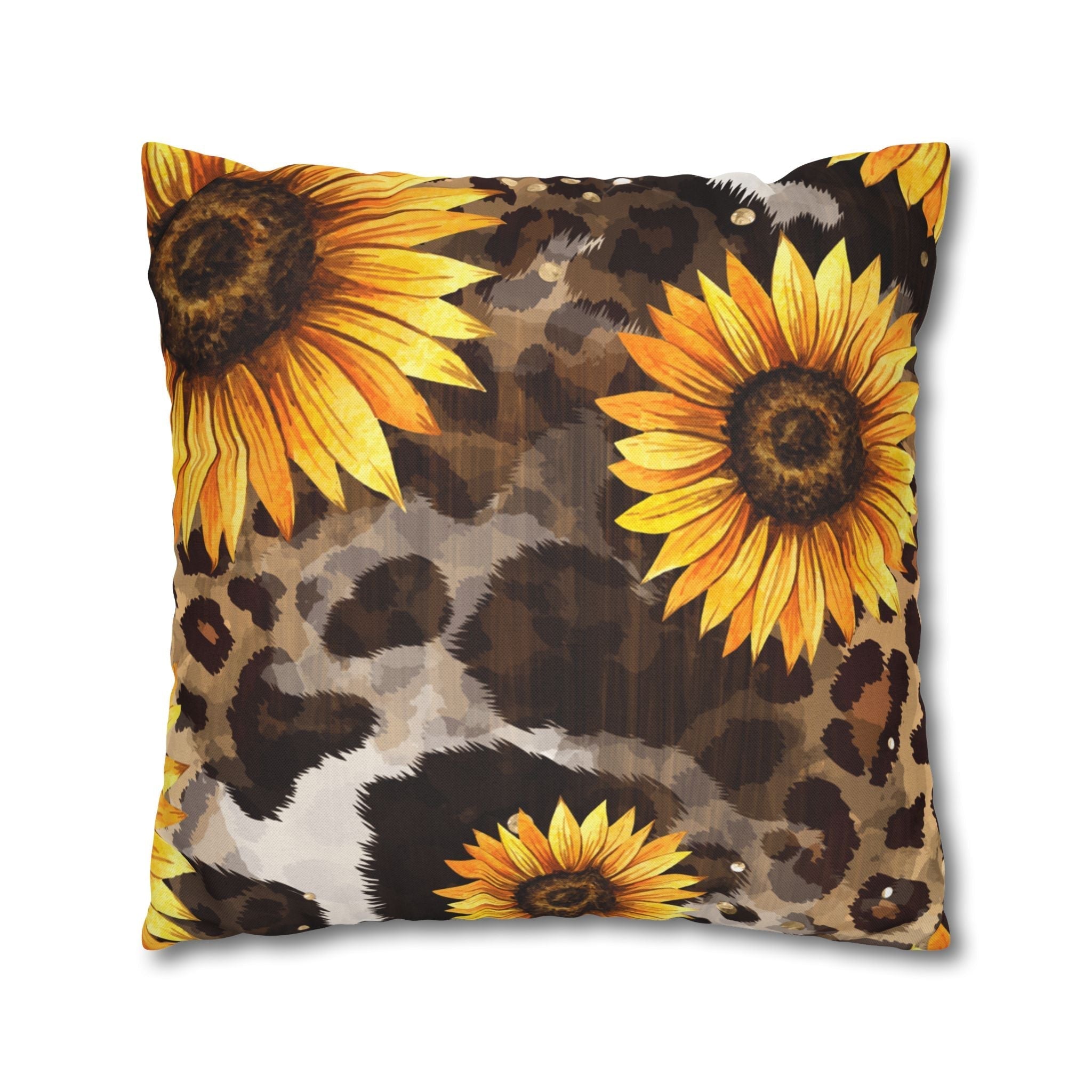 Sunflower and Leopard Throw Pillow, Artsulli - Art is Long, Life is Short, Home Decor, , , , , , , 