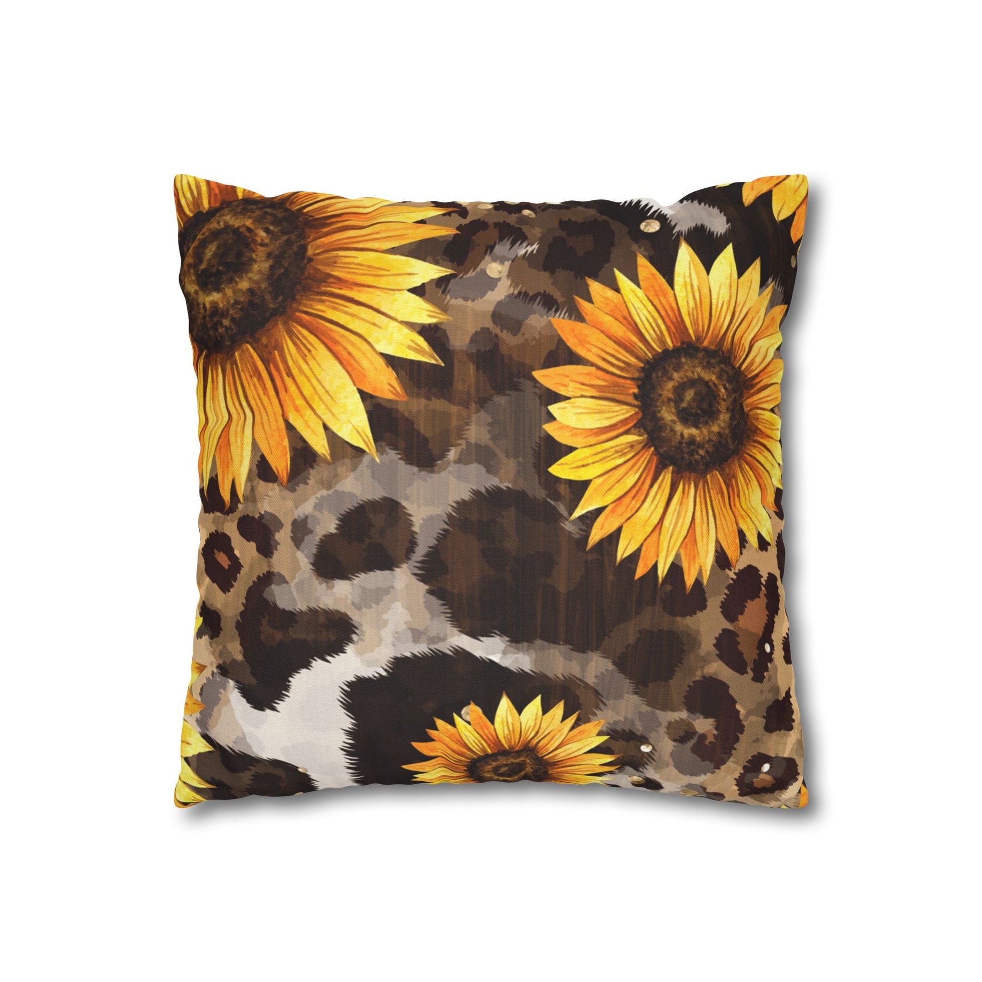 Sunflower and Leopard Throw Pillow, Artsulli - Art is Long, Life is Short, Home Decor, , , , , , , 