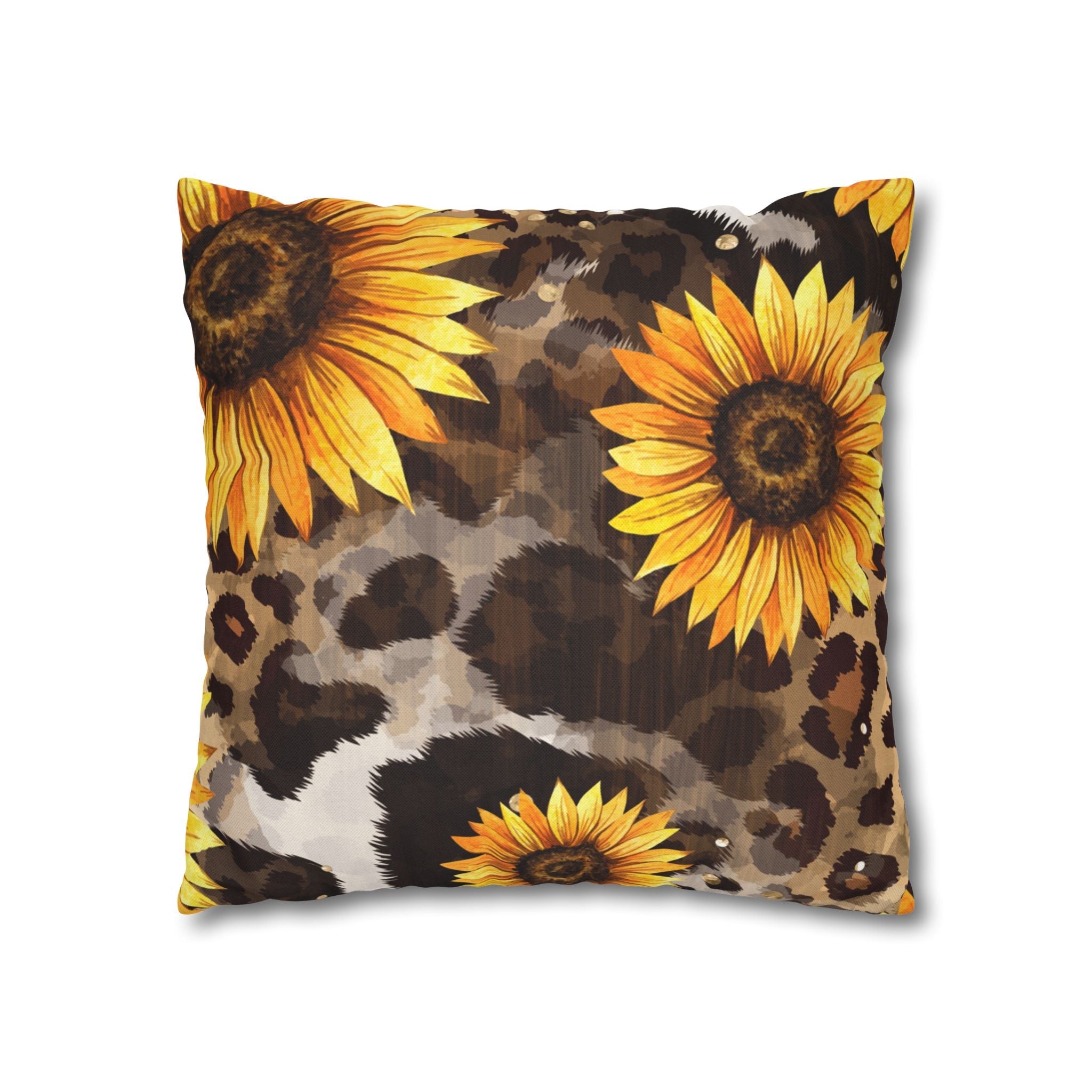 Sunflower and Leopard Throw Pillow, Artsulli - Art is Long, Life is Short, Home Decor, , , , , , , 